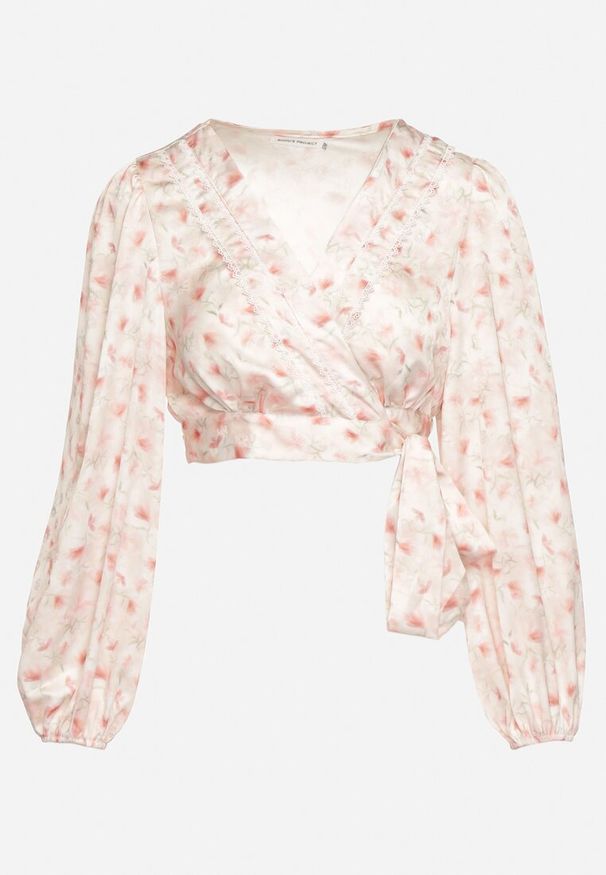 Born2be - Różowa Bluzka Krótka z Kopertowym Dekoltem Wiązana w Talii Odrada. Okazja: na co dzień. Kolor: różowy. Materiał: tkanina, materiał. Długość: krótkie. Wzór: gładki. Sezon: lato. Styl: casual