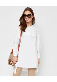 PESERICO - Długa koszula z rozcięciem. Kolor: biały. Materiał: bawełna. Długość rękawa: długi rękaw. Długość: długie. Wzór: aplikacja #1