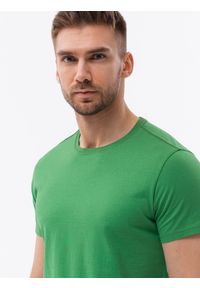 Ombre Clothing - T-shirt męski bawełniany BASIC - zielony V20 S1370 - XXL. Kolor: zielony. Materiał: bawełna. Styl: klasyczny #2