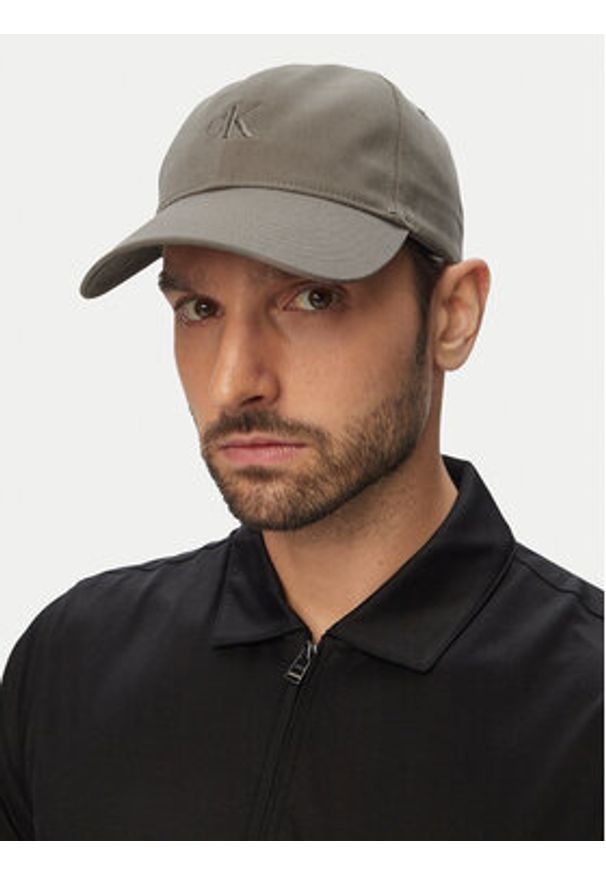 Calvin Klein Czapka z daszkiem Monogram Embroidery Baseball Cap LV04G5002G Szary. Kolor: szary. Materiał: bawełna