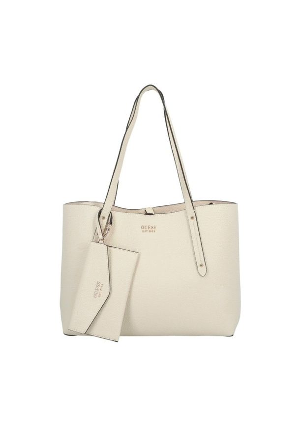 Guess - GUESS Beżowa shopperka damska 3 w 1 Brenton. Kolor: beżowy. Styl: elegancki, casual