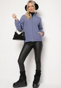 Born2be - Niebieski Klasyczny Polar ze Ściągaczami przy Rękawach Paradi. Okazja: do pracy, na co dzień. Kolor: niebieski. Materiał: polar. Długość rękawa: długi rękaw. Długość: długie. Styl: klasyczny #6