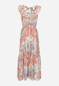 Born2be - Różowa Rozkloszowana Sukienka z Wiskozą Wiązana na Plecach w Print Boho Turielia. Okazja: na spacer. Kolor: różowy. Materiał: wiskoza. Długość rękawa: na ramiączkach. Wzór: nadruk. Sezon: lato. Styl: boho #3