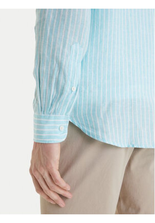 TOMMY HILFIGER - Tommy Hilfiger Koszula Bengal MW0MW42400 Turkusowy Regular Fit. Kolor: turkusowy. Materiał: len