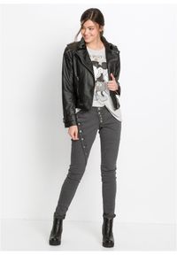 bonprix - Spodnie twillowe z elastycznego materiału z bawełną. Kolor: szary. Materiał: bawełna, materiał. Długość: długie #3