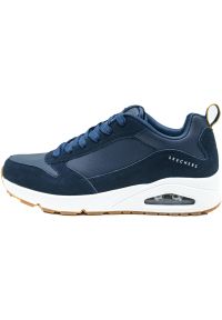 skechers - Buty do chodzenia męskie Skechers Uno Stacre. Kolor: niebieski. Materiał: syntetyk, zamsz, materiał. Szerokość cholewki: normalna. Sport: turystyka piesza