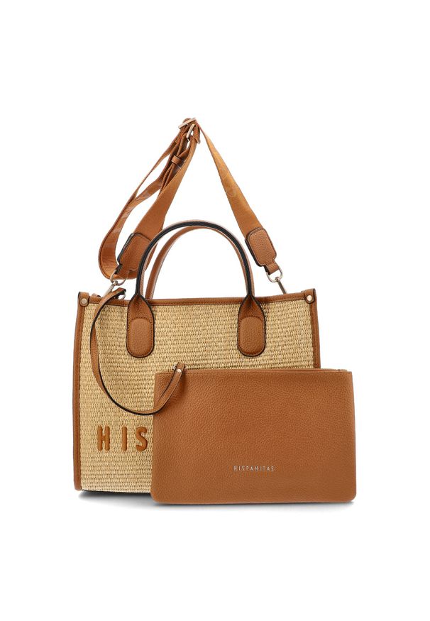 Hispanitas - Brązowa Elegancka Damska Torebka W Stylu Boho. Kolor: brązowy. Sezon: lato. Materiał: skórzane. Styl: elegancki, boho. Rodzaj torebki: na ramię