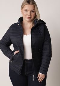 Born2be - Granatowa Pikowana Kurtka Przejściowa z Odpinanym Kapturem Tidesse. Kolor: niebieski. Materiał: poliester, jeans #1