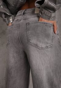 Renee - Szare Jeansy Wide Leg High Waist z Bawełną i Dodatkiem Wiskozy Rhenerila. Okazja: na co dzień. Stan: podwyższony. Kolor: szary. Styl: casual, elegancki #7
