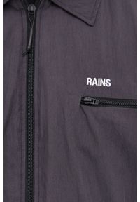 Rains kurtka 18690 Woven Shirt kolor czarny przejściowa. Okazja: na co dzień. Kolor: czarny. Materiał: materiał. Wzór: gładki. Styl: casual