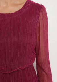 Born2be - Fioletowa Sukienka z Wiskozy Ozdobiona Metaliczną Nicią Meliorea. Kolor: fioletowy. Materiał: wiskoza. Wzór: aplikacja. Styl: klasyczny, elegancki #7