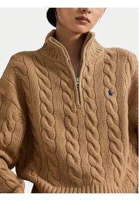 Polo Ralph Lauren Sweter 211972130002 Beżowy Relaxed Fit. Typ kołnierza: polo. Kolor: beżowy. Materiał: wełna