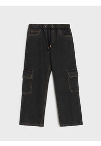 Sinsay - Jeansy cargo - czarny. Kolor: czarny. Materiał: jeans