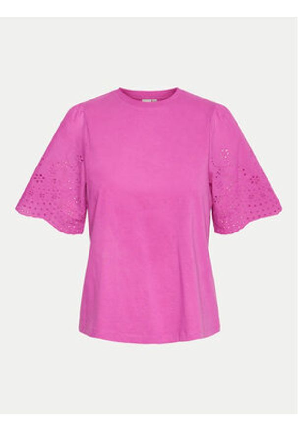 YAS T-Shirt Lex 26033890 Różowy Regular Fit. Kolor: różowy. Materiał: bawełna