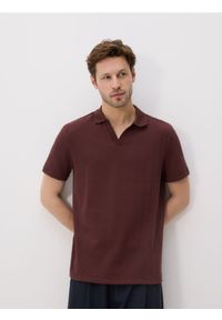 Reserved - Koszulka polo regular fit - jasnofioletowy. Typ kołnierza: polo. Kolor: fioletowy. Materiał: dzianina, bawełna #1