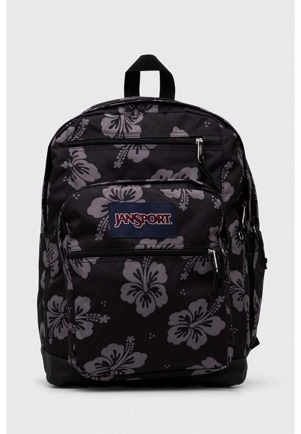 JanSport - Jansport plecak kolor czarny duży wzorzysty. Kolor: czarny. Materiał: włókno, materiał