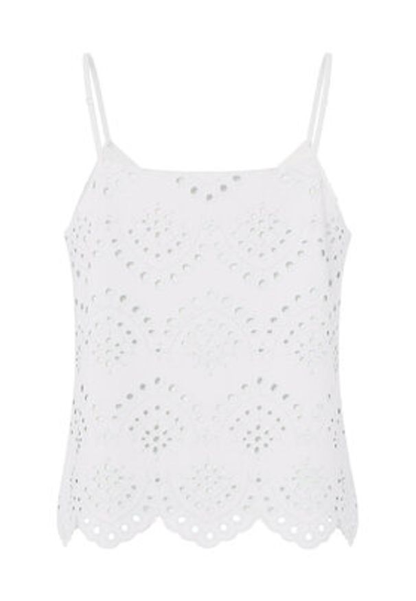 Pieces Top Vilde 17156563 Biały Regular Fit. Kolor: biały. Materiał: bawełna