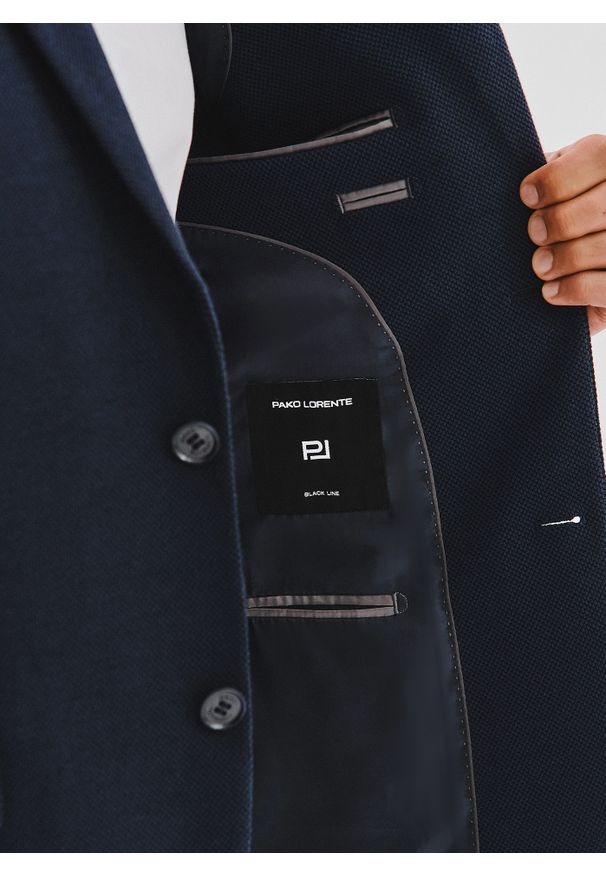 Pako Lorente - PAKO LORENTE – Granatowa żakardowa marynarka męska. Kolor: niebieski. Materiał: żakard