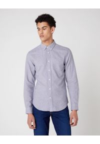 Wrangler - WRANGLER LS1PKT BUTTON DOWN MĘSKA KOSZULA LUNAR ROCK GREY W5F33ZXKH 112130121. Typ kołnierza: button down. Styl: rockowy