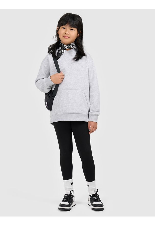 4f - 4F Legginsy dzianinowe dziewczęce - czarne 146 (10-11 lat). Okazja: na spacer, na co dzień, na uczelnię. Stan: podwyższony. Kolor: czarny. Materiał: dzianina. Sezon: lato. Styl: casual