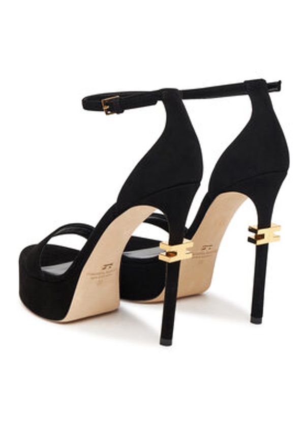 Elisabetta Franchi Sandały SA-44L-56E2-V660 Czarny. Kolor: czarny. Materiał: zamsz, skóra