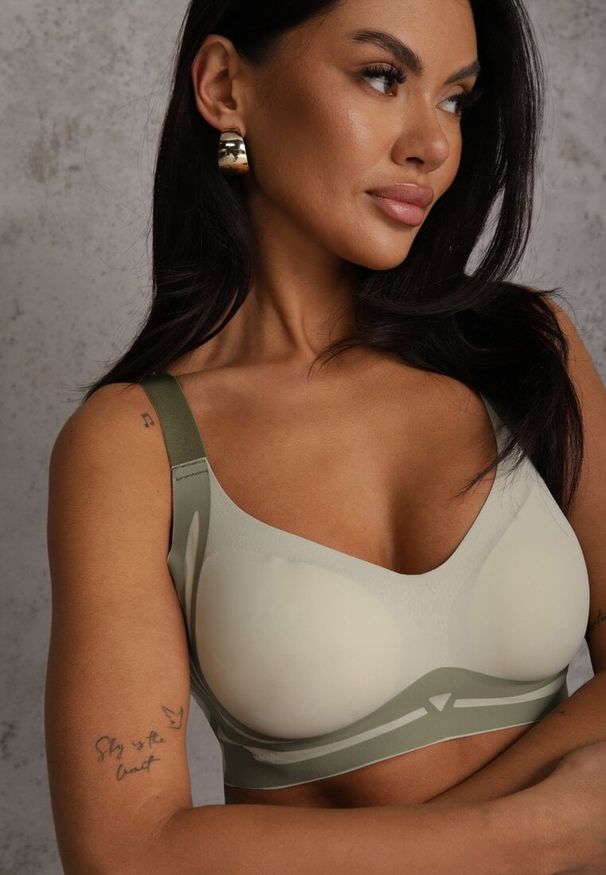 Renee - Jasnozielony Biustonosz z Zapięciem na Haftki Oledis. Kolor: zielony