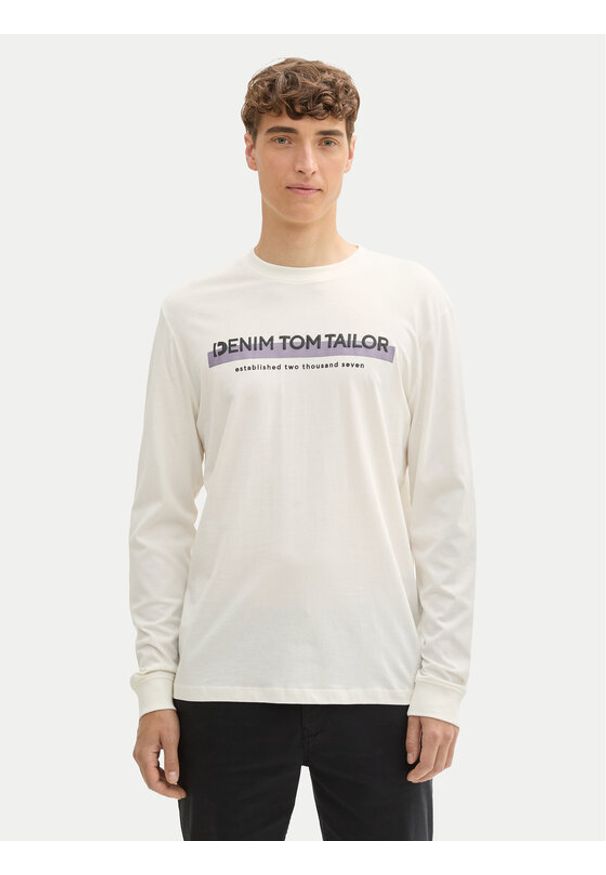Tom Tailor Denim Longsleeve 1043888 Biały Regular Fit. Kolor: biały. Materiał: bawełna. Długość rękawa: długi rękaw