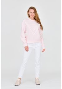 Guess - GUESS Różowa damska bluza z dużym logo. Kolor: różowy. Materiał: wiskoza #4