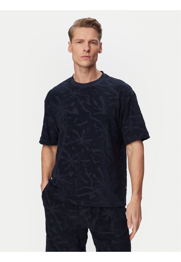 BOSS T-Shirt Flower 50559227 Granatowy Regular Fit. Kolor: niebieski. Materiał: bawełna