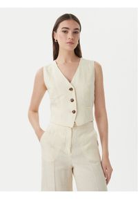 Marella Kamizelka garniturowa Veranda 2615151032 Écru Regular Fit. Kolor: kremowy. Materiał: len #1