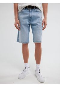 Big-Star - Szorty męskie jeansowe z przetarciami jasnoniebieskie Aleksy Workwear 220. Okazja: na co dzień. Stan: podwyższony. Kolor: niebieski. Materiał: jeans. Sezon: lato. Styl: vintage, klasyczny, casual
