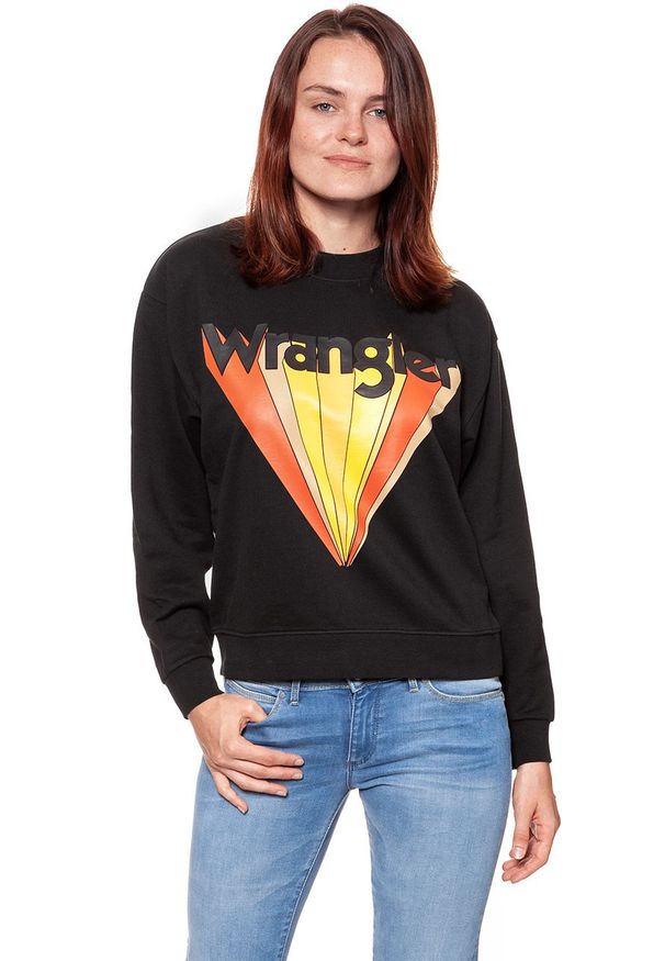Wrangler - BLUZA WRANGLER RETRO SWEAT FADED BLACK W6085HPV6 112130460. Wzór: kolorowy, nadruk. Styl: retro
