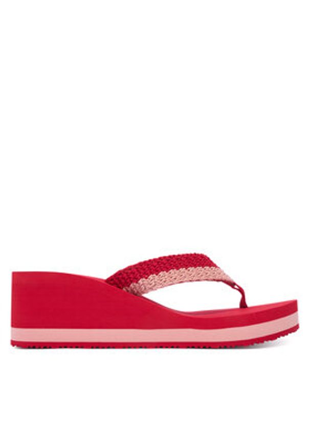TOMMY HILFIGER - Tommy Hilfiger Japonki Th Wedge Crochet Summer Sandal FW0FW09420 Czerwony. Kolor: czerwony. Materiał: materiał