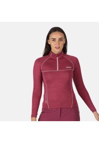 Regatta - Damska bluza turystyczna szybkoschnąca z suwakiem Yonder. Kolor: fioletowy, różowy, wielokolorowy. Materiał: poliester, elastan. Sport: turystyka piesza