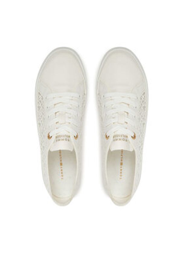 TOMMY HILFIGER - Tommy Hilfiger Sneakersy Vulc Embroidered Sneaker FW0FW08685 Biały. Kolor: biały. Materiał: materiał