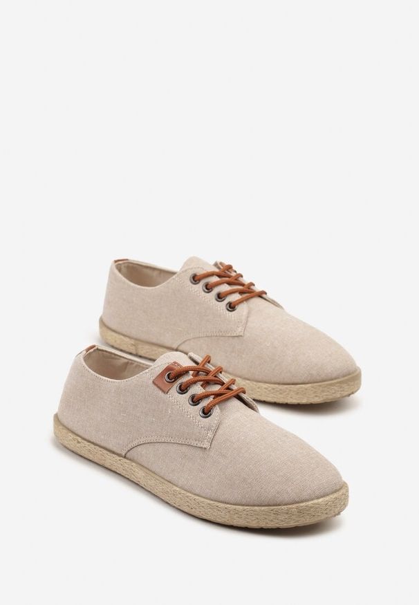Born2be - Beżowe Trampki w Klasycznym Stylu Liliore. Okazja: na co dzień, na spotkanie biznesowe, do pracy, na spacer. Kolor: beżowy. Materiał: jeans. Styl: klasyczny