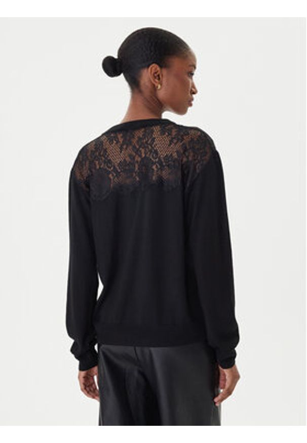 ICONA Sweter RI5NT074 Czarny Regular Fit. Kolor: czarny. Materiał: wełna