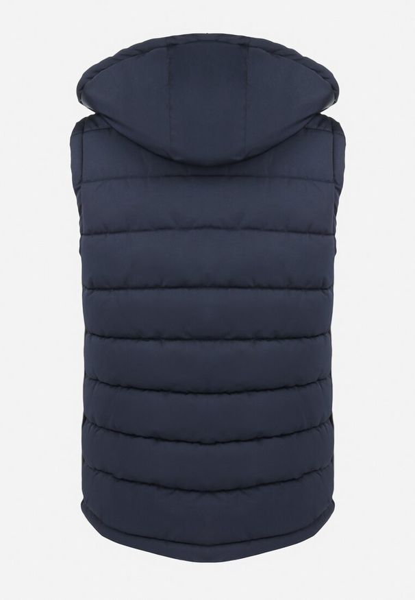 Born2be - Granatowa Kamizelka Pikowana z Kapturem Andrasia. Okazja: na co dzień. Typ kołnierza: kaptur. Kolor: niebieski. Materiał: materiał. Sezon: jesień, wiosna. Styl: casual