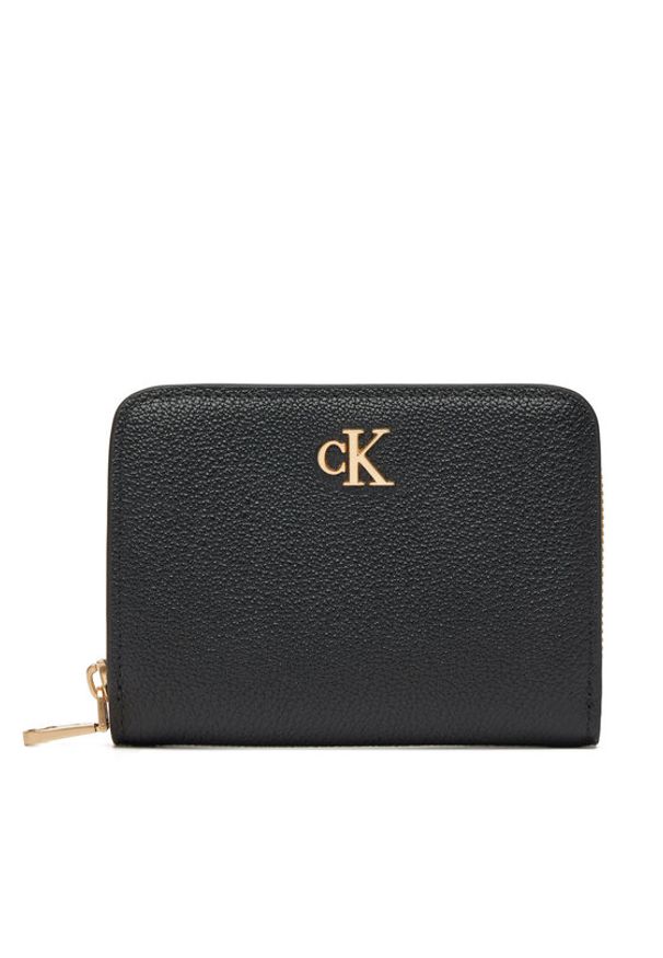 Calvin Klein Duży Portfel Męski Minimal Monogrm Lthr Med Flap Zi LV04F1064G Czarny. Kolor: czarny. Materiał: skóra
