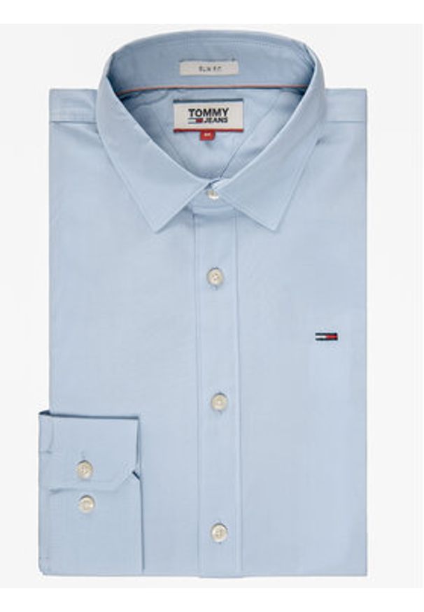 Tommy Jeans Koszula DM0DM04405 Błękitny Slim Fit. Kolor: niebieski. Materiał: bawełna