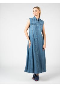 Pinko Sukienka "Ostacoli" | 100702 A0MM | Kobieta | Niebieski. Typ kołnierza: dekolt gorset. Kolor: niebieski. Materiał: bawełna, lyocell. Typ sukienki: gorsetowe. Styl: klasyczny, elegancki