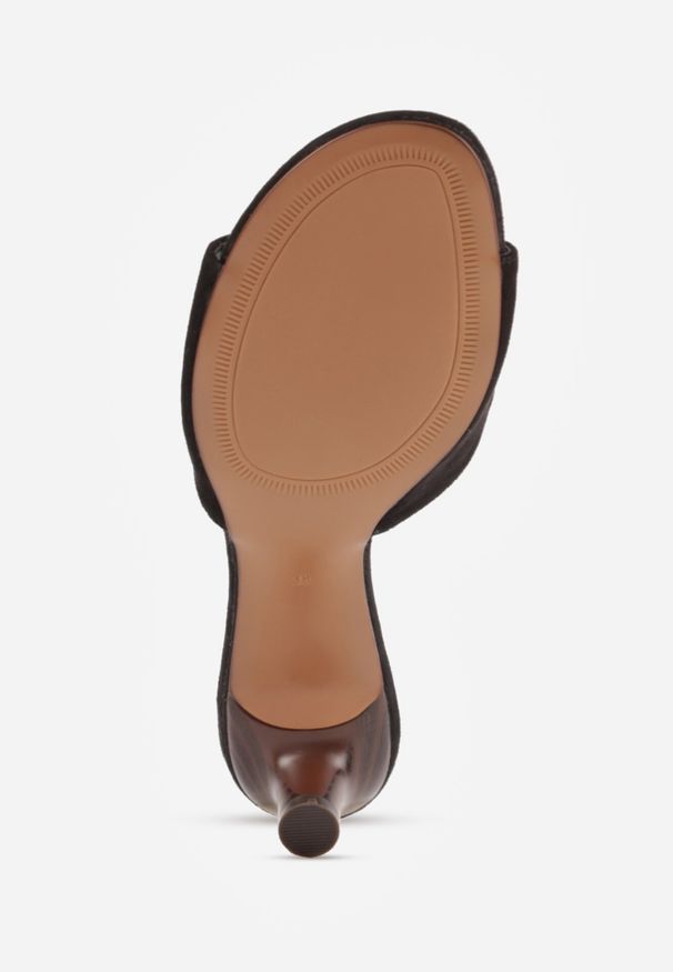 Born2be - Czarne Klapki VICES na Obcasie Kaczuszka ze Wstawką Imitującą Drewno Azada. Okazja: na co dzień, do pracy. Kolor: czarny. Materiał: jeans, materiał. Obcas: na obcasie. Styl: casual. Wysokość obcasa: średni