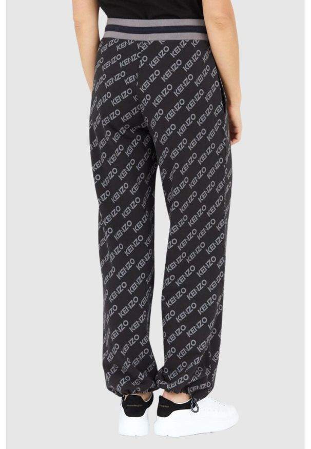 Kenzo - KENZO Czarne spodnie dresowe damskie w logo, Rozmiar XS. Kolor: czarny. Materiał: dresówka