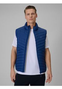 4f - 4F Bezrękawnik z wypełnieniem syntetycznym męski - granatowy M. Kolor: niebieski. Materiał: syntetyk. Długość rękawa: bez rękawów. Wzór: jodełka #1
