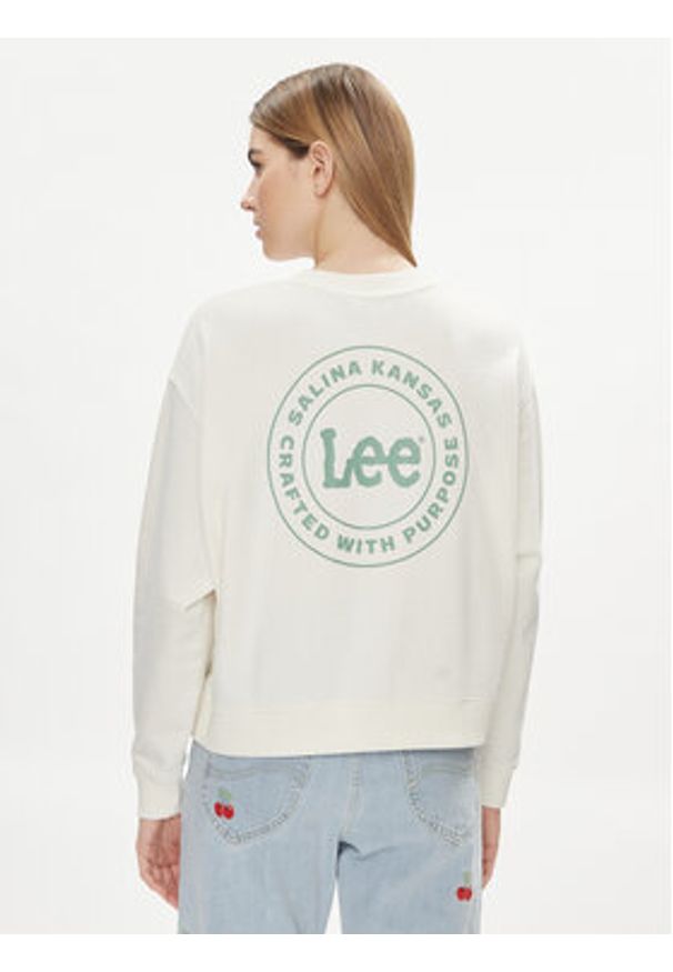 Lee Bluza Essential 112350242 Écru Relaxed Fit. Materiał: bawełna