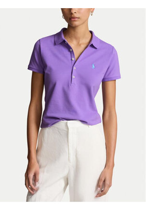 Polo Ralph Lauren Polo 211870245012 Fioletowy Slim Fit. Typ kołnierza: polo. Kolor: fioletowy. Materiał: bawełna