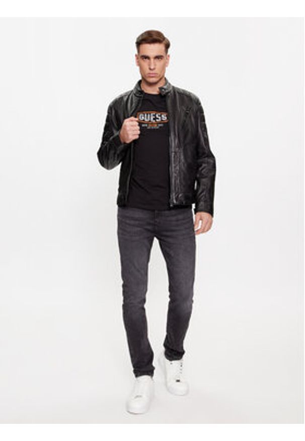 Guess T-Shirt M4RI33 J1314 Czarny Slim Fit. Kolor: czarny. Materiał: bawełna