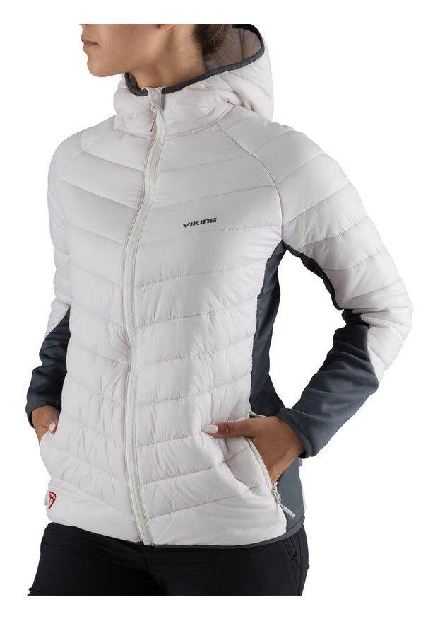 Kurtka pikowana turystyczna damska Viking Becky Warm Pro, PrimaLoft. Kolor: biały. Technologia: Primaloft