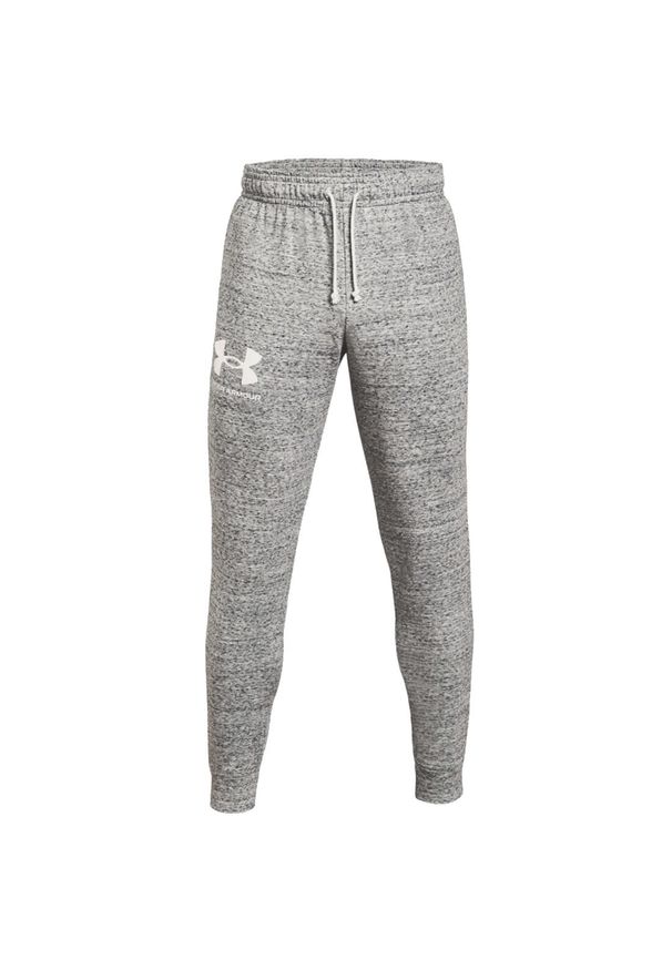 Spodnie sportowe męskie Under Armour Rival Terry Jogger. Kolor: szary, biały, wielokolorowy. Materiał: dresówka. Sport: piłka nożna