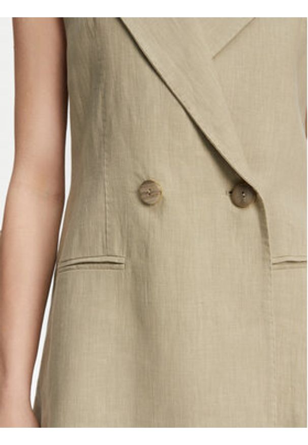 Marella Kamizelka Dramma 2513281012200 Khaki Regular Fit. Kolor: brązowy. Materiał: len